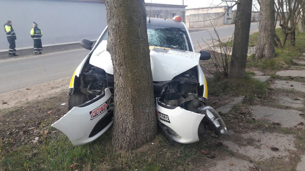 В Могилеве водитель такси разбился об дерево
