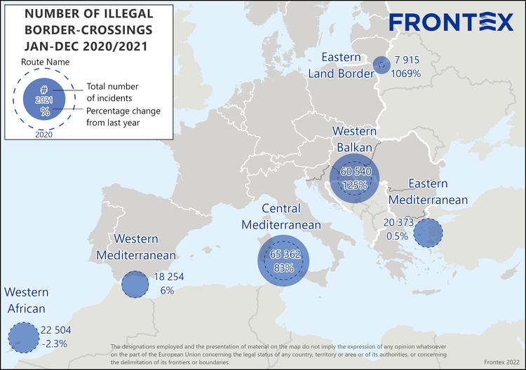 Количество незаконных пересечений границы ЕС и Беларуси за год выросло на 1069%