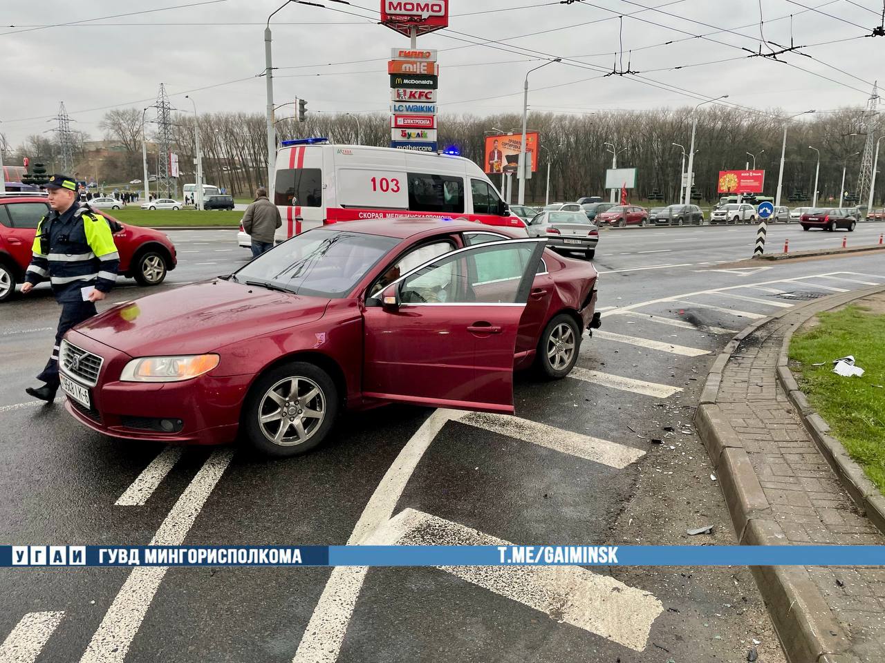 Сразу пять автомобилей столкнулись на Партизанском проспекте в Минске