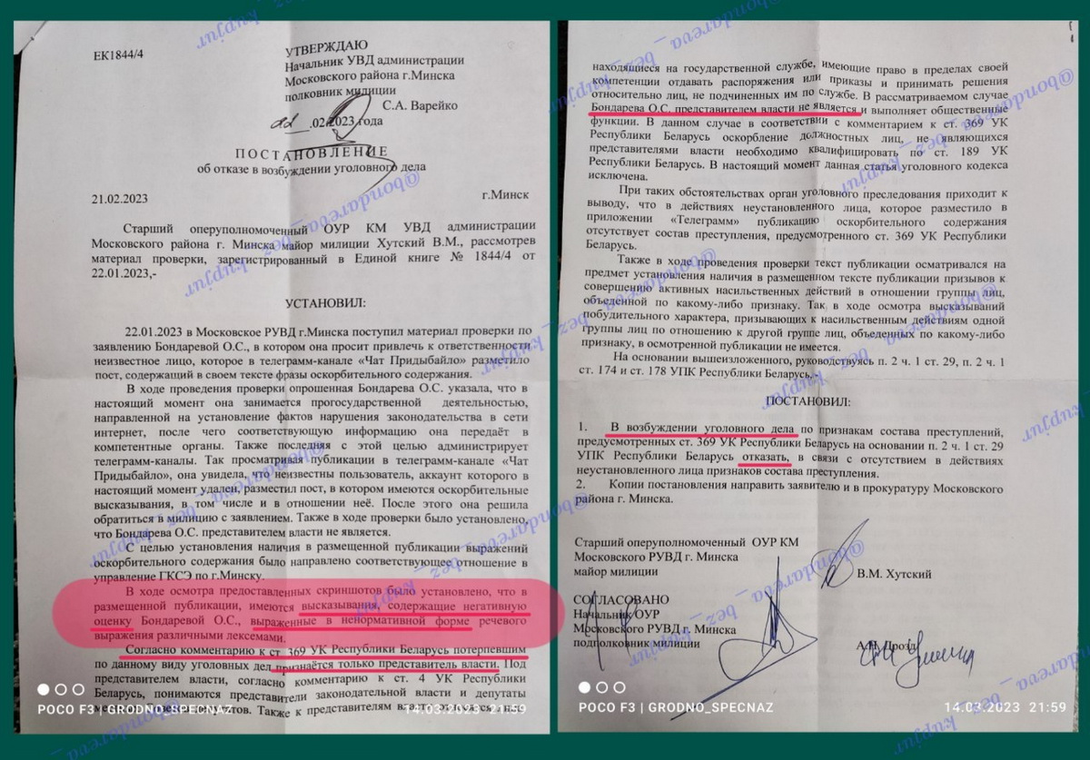 Провластная активистка Бондарева получила отказ в возбуждении уголовного дела об оскорблении